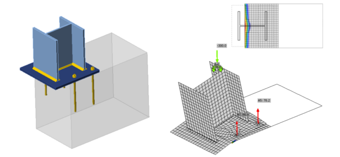Base plate extended over concrete block